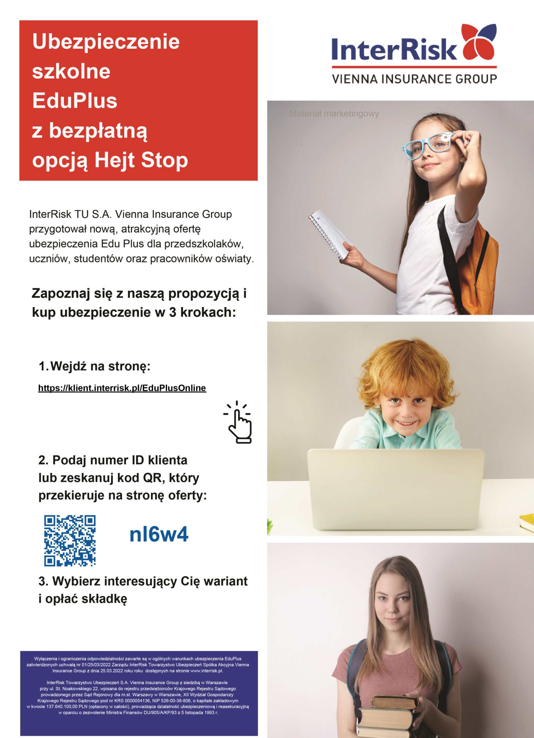 oferta wirtualna ubezpieczenia uczniów Zespołu Kształcenia Podstawowego i Przedszkolnego w Małej Słońcy